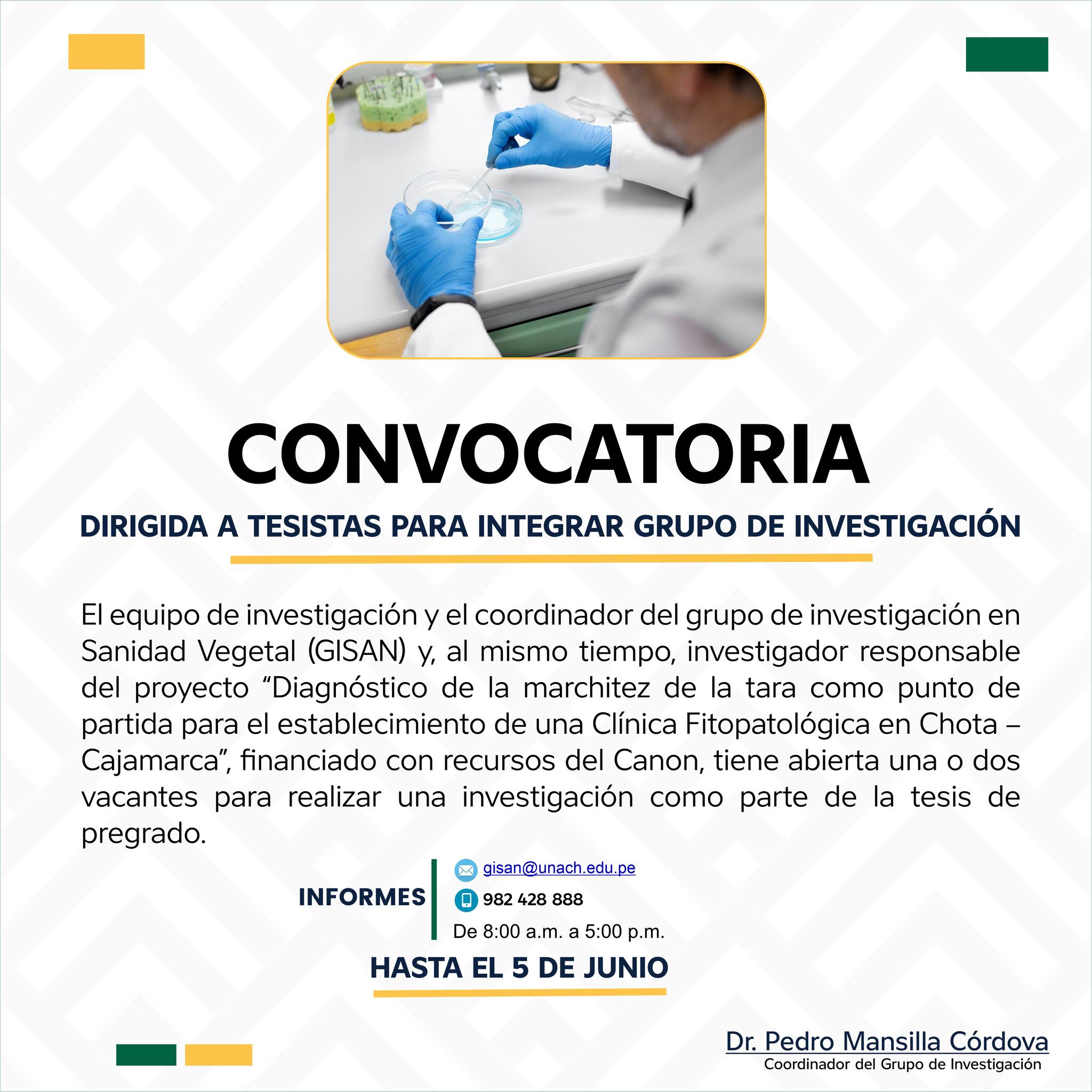 CONVOCATORIA DIRIGIDA A TESISTAS 